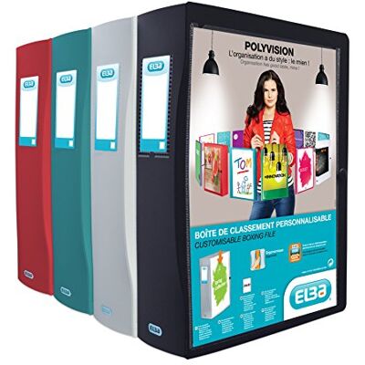 Oxford Elba Polyvision polipropileno opaco personalizable vuelta 80 mm caja de gran capacidad de almacenamiento 24x32 Color al azar Oxford Elba Polyvision polipropileno opaco personalizable vuelta 80 mm caja de gran capacidad de almacenamiento 24x32 Color al azar