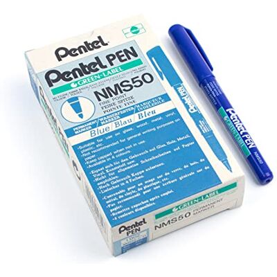 Pentel Rotulador permanente de punta fina de 2,0 mm, color azul Pentel Rotulador permanente de punta fina de 2,0 mm, color azul