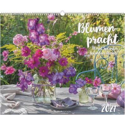 Alpha Blumenpracht 2027: Wandkalender 52x42,5 cm mit 12 Blumenmotiven, sprachneutralem Kalendarium und Spiralbindung Alpha Blumenpracht 2027: Wandkalender 52x42,5 cm mit 12 Blumenmotiven, sprachneutralem Kalendarium und Spiralbindung