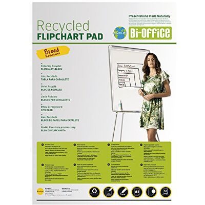 Bi-Office Earth-It Bloc de Papel Reciclado para Pizarra Rotafolios, Euro, 50 Hojas por Bloc, 70 g/m², Paquete de 5 Bloques Bi-Office Earth-It Bloc de Papel Reciclado para Pizarra Rotafolios, Euro, 50 Hojas por Bloc, 70 g/m², Paquete de 5 Bloques