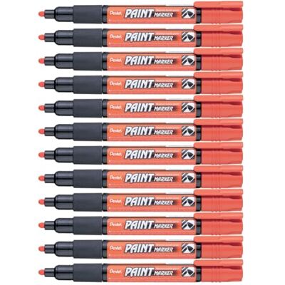 Pentel Marcador permanente Paint Marker. Máxima opacidad y permanencia en casi todas las superficies. Tinta en color naranja. Pack de 12 Pentel Marcador permanente Paint Marker. Máxima opacidad y permanencia en casi todas las superficies. Tinta en color naranja. Pack de 12