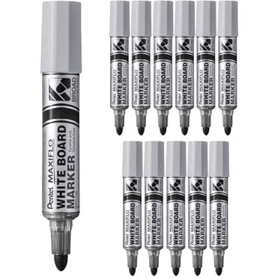 Pentel Maxiflo Rotulador de pizarra blanca (punta cónica ultrancha, 12 unidades), color negro Pentel Maxiflo Rotulador de pizarra blanca (punta cónica ultrancha, 12 unidades), color negro