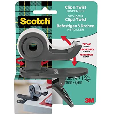 Scotch 90103 Dispensador de cinta adhesiva C&T, gris, 1 rollo incluido, 19 x 9,8 m Scotch 90103 Dispensador de cinta adhesiva C&T, gris, 1 rollo incluido, 19 x 9,8 m