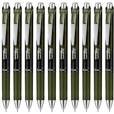 Pentel EnerGel XM BL77A2 Bolígrafo de gel con mecanismo de presión, color verde oliva (12 unidades) Pentel EnerGel XM BL77A2 Bolígrafo de gel con mecanismo de presión, color verde oliva (12 unidades)