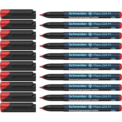 Schneider Maxx 224 M Rotulador universal (permanente, tinta recargable, 1,0 mm, 10 unidades), color rojo Schneider Maxx 224 M Rotulador universal (permanente, tinta recargable, 1,0 mm, 10 unidades), color rojo