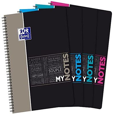Oxford MyNotes Cuaderno para estudiantes, tamaño A4, tamaño pequeño, 5 mm, 160 páginas, encuadernación integral, tarjeta, colores aleatorios Oxford MyNotes Cuaderno para estudiantes, tamaño A4, tamaño pequeño, 5 mm, 160 páginas, encuadernación integral, tarjeta, colores aleatorios