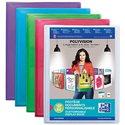 Oxford 100211077 Elba Polyvision-Carpeta portadocumentos tamaño A4, color azul/rosa/morado y verde Oxford 100211077 Elba Polyvision-Carpeta portadocumentos tamaño A4, color azul/rosa/morado y verde