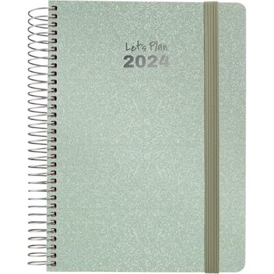 Grafoplas Agenda 2024 Verde Claro Español 15x21cm Espiral Día Página Tapa Dura Forrada Tela Metalizada Cierre Elástico Enero a Diciembre Modelo Metallic Grafoplas Agenda 2024 Verde Claro Español 15x21cm Espiral Día Página Tapa Dura Forrada Tela Metalizada Cierre Elástico Enero a Diciembre Modelo Metallic