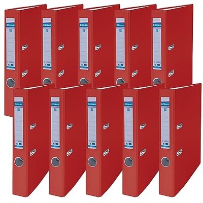 DONAU Carpeta de oficina Master/Clasificador Certificado FSC/Pack de 10 Carpetas / 10 unidades/Material: PP, A4/ 50 mm 5 cm/color: Rojo/Archivador A4 DONAU Carpeta de oficina Master/Clasificador Certificado FSC/Pack de 10 Carpetas / 10 unidades/Material: PP, A4/ 50 mm 5 cm/color: Rojo/Archivador A4