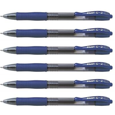 PILOT – Lote de 6 bolígrafos tinta Gel G2 10 punta Large 1 mm azul PILOT – Lote de 6 bolígrafos tinta Gel G2 10 punta Large 1 mm azul