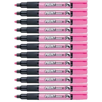 Pentel Rotulador permanente de punta redonda de 2,0 mm, 12 unidades, color rosa. Pentel Rotulador permanente de punta redonda de 2,0 mm, 12 unidades, color rosa.
