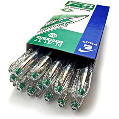 PILOT G1 Bolígrafo de tinta de gel (12 unidades), color verde PILOT G1 Bolígrafo de tinta de gel (12 unidades), color verde