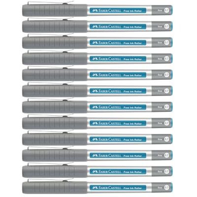 Faber-Castell Rotulador de tinta Free Ink azul claro, 12 rotuladores de 0,4 mm, rotulador de tinta indeleble Faber-Castell Rotulador de tinta Free Ink azul claro, 12 rotuladores de 0,4 mm, rotulador de tinta indeleble