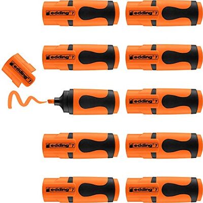 Edding 7 minimarcador fluorescente naranja neón 10 rotuladores fluorescentes punta biselada 1-3 mm en colores modernos para bullet journal, escuela, colegio, universidad u oficina Edding 7 minimarcador fluorescente naranja neón 10 rotuladores fluorescentes punta biselada 1-3 mm en colores modernos para bullet journal, escuela, colegio, universidad u oficina