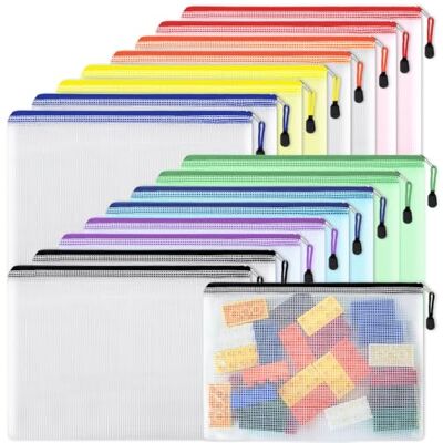EOOUT 16 bolsas de malla con cremallera, rompecabezas, bolsas de almacenamiento de juegos de mesa para organizar, bolsas impermeables con cremallera, tamaño carta, tamaño A4, para suministros de EOOUT 16 bolsas de malla con cremallera, rompecabezas, bolsas de almacenamiento de juegos de mesa para organizar, bolsas impermeables con cremallera, tamaño carta, tamaño A4, para suministros de