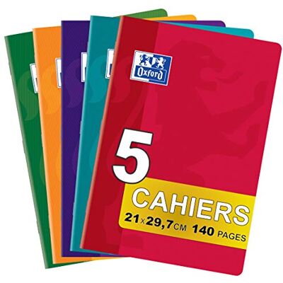 Oxford Office Classique 100100060 Cuaderno de encuadernación (5 unidades, 21 x 29,7 cm, 140 páginas), varios colores Oxford Office Classique 100100060 Cuaderno de encuadernación (5 unidades, 21 x 29,7 cm, 140 páginas), varios colores