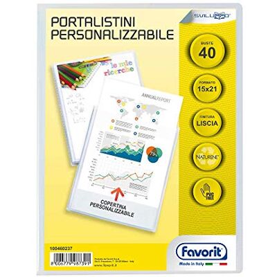 Favorit Carpeta de anillas con sobres fijos y bolsillo frontal personalizable 40 hojas transparentes 15x21 cm A5 Favorit Carpeta de anillas con sobres fijos y bolsillo frontal personalizable 40 hojas transparentes 15x21 cm A5