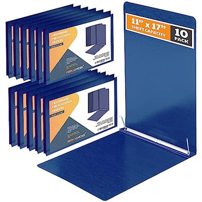 Performore 10 Pack of 11”x17” Landscape Pressboard Presentation Binder Folder, Blue Fiberboard Report Cover with 3" Capacity Metal Prong Paper Fastener to Neatly Bind Reports, Proposals, and Other Documents Performore 10 Pack of 11”x17” Landscape Pressboard Presentation Binder Folder, Blue Fiberboard Report Cover with 3" Capacity Metal Prong Paper Fastener to Neatly Bind Reports, Proposals, and Other Documents