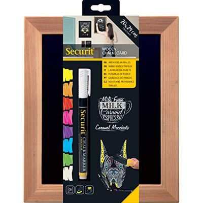 SECURIT Pizarra de Pared "Woody" + Rotulador de Tiza Líquida Color Teca SECURIT Pizarra de Pared "Woody" + Rotulador de Tiza Líquida Color Teca