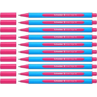 Schneider Slider Edge XB Juego de 10 bolígrafos, modelo reducido, tinta color rosa, color rosa y azul Schneider Slider Edge XB Juego de 10 bolígrafos, modelo reducido, tinta color rosa, color rosa y azul