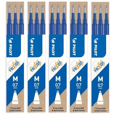 PILOT Bolígrafo Frixion Ball, 15 minas de repuesto 0,7 color azul PILOT Bolígrafo Frixion Ball, 15 minas de repuesto 0,7 color azul
