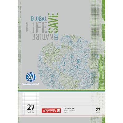 BRUNNEN Cuaderno Reciclado A4 (16 hojas, líneas, línea 27, con margen) BRUNNEN Cuaderno Reciclado A4 (16 hojas, líneas, línea 27, con margen)