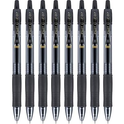 PILOT G2 Premium Bolígrafos de gel de bola rodante, recargables y retráctiles, punta fina, color negro, paquete de 8 unidades (15298) PILOT G2 Premium Bolígrafos de gel de bola rodante, recargables y retráctiles, punta fina, color negro, paquete de 8 unidades (15298)