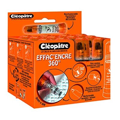 Cléopâtre Cleopatra – Lote de 12 borradores de tinta de 360° con cabezal giratorio de 6 mm x 5 mm, ideal para la escuela y la oficina, recargable, corrector, corrector, corrección, entrada de clases, cinta Cléopâtre Cleopatra – Lote de 12 borradores de tinta de 360° con cabezal giratorio de 6 mm x 5 mm, ideal para la escuela y la oficina, recargable, corrector, corrector, corrección, entrada de clases, cinta