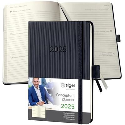 Sigel Conceptum Agenda semanal 2025, aprox. A6, negro, tapa dura, dos páginas = una semana, 176 páginas Sigel Conceptum Agenda semanal 2025, aprox. A6, negro, tapa dura, dos páginas = una semana, 176 páginas