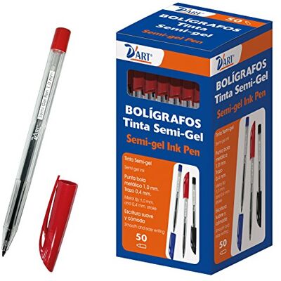 ART Caja de bolígrafos con semigel, 50 unidades, 1 mm, color rojo ART Caja de bolígrafos con semigel, 50 unidades, 1 mm, color rojo