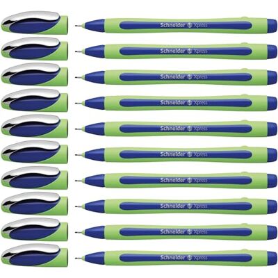 Schneider Xpress Pluma estilográficas, Azul y Verde, Paquete de 10 Schneider Xpress Pluma estilográficas, Azul y Verde, Paquete de 10