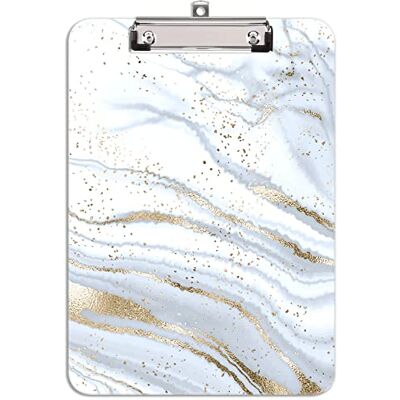 Hnogri portapapeles con pinza a4, diseno de moda portapapele de plastico rígido, Clipboard A4 Carpetas y tableros con pinza, para material de oficina escolar, Mármol Gold Line Hnogri portapapeles con pinza a4, diseno de moda portapapele de plastico rígido, Clipboard A4 Carpetas y tableros con pinza, para material de oficina escolar, Mármol Gold Line