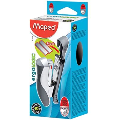 Maped Grapadora ergologic media Strip estándar, color plateado y gris Maped Grapadora ergologic media Strip estándar, color plateado y gris
