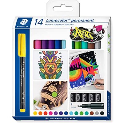 STAEDTLER Lumocolor permanent ART rotulador permanente, todas las superficies, resistente a las manchas y al agua, ancho de trazo 0,6 mm, recargable, 14 STAEDTLER Lumocolor permanent ART rotulador permanente, todas las superficies, resistente a las manchas y al agua, ancho de trazo 0,6 mm, recargable, 14