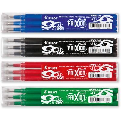 PILOT o Frixion Ball Rollerball 4 3 Piezas en Azul, Negro, Rojo, Verde PILOT o Frixion Ball Rollerball 4 3 Piezas en Azul, Negro, Rojo, Verde
