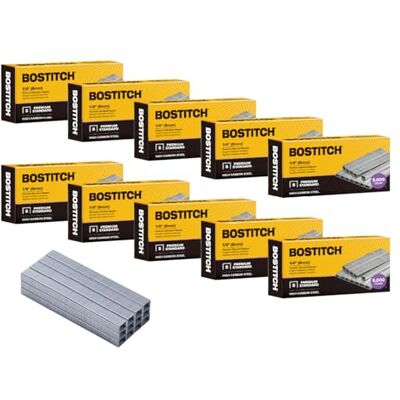Bostitch Office 50.000 grapas estándar, 1/4 pulgadas de longitud, grapas de tira completa, 210/tira, 5000 por caja, paquete de 10 Bostitch Office 50.000 grapas estándar, 1/4 pulgadas de longitud, grapas de tira completa, 210/tira, 5000 por caja, paquete de 10
