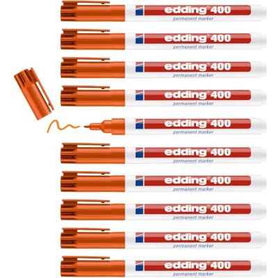 Edding 400 marcador permanente naranja 10 rotuladores punta fina redonda 1 mm resistente al agua, de secado rápido, rotuladores indelebles para cartón, plástico, madera, metal, vidrio Edding 400 marcador permanente naranja 10 rotuladores punta fina redonda 1 mm resistente al agua, de secado rápido, rotuladores indelebles para cartón, plástico, madera, metal, vidrio