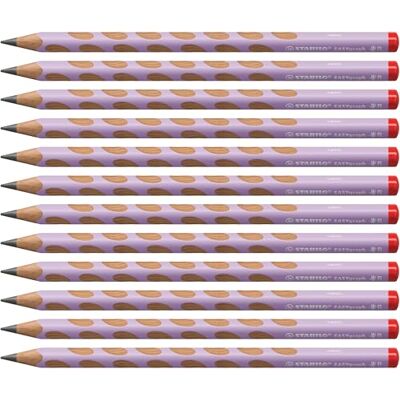 STABILO lápiz de grafito triangular ergonómico para diestros EASYgraph lila pastel, pack de 12, grado de dureza HB STABILO lápiz de grafito triangular ergonómico para diestros EASYgraph lila pastel, pack de 12, grado de dureza HB