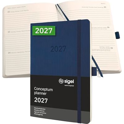 Sigel Agenda semanal 2027, A5, tapa blanda Calendario, planificador, agenda semanal, organizador, diario azul oscuro – Conceptum Sigel Agenda semanal 2027, A5, tapa blanda Calendario, planificador, agenda semanal, organizador, diario azul oscuro – Conceptum