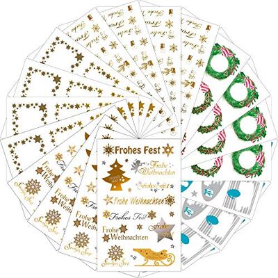 Avery Juego de 116 pegatinas para etiquetar (Navidad, post, bricolaje, autoadhesivas, doradas, plateadas, decoración navideña, manualidades, regalos, tarjetas, varios tamaños, fabricado en Avery Juego de 116 pegatinas para etiquetar (Navidad, post, bricolaje, autoadhesivas, doradas, plateadas, decoración navideña, manualidades, regalos, tarjetas, varios tamaños, fabricado en