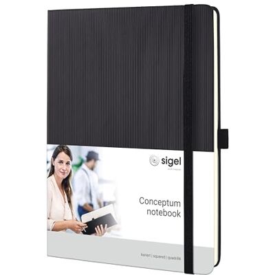 Sigel Cuaderno premium cuadriculado, formato tablet, tapa dura, negro Conceptum Sigel Cuaderno premium cuadriculado, formato tablet, tapa dura, negro Conceptum
