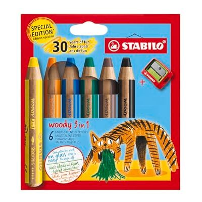 Lápices de colores Woody 3 en 1 de STABILO - 6 piezas Lápices de colores Woody 3 en 1 de STABILO - 6 piezas