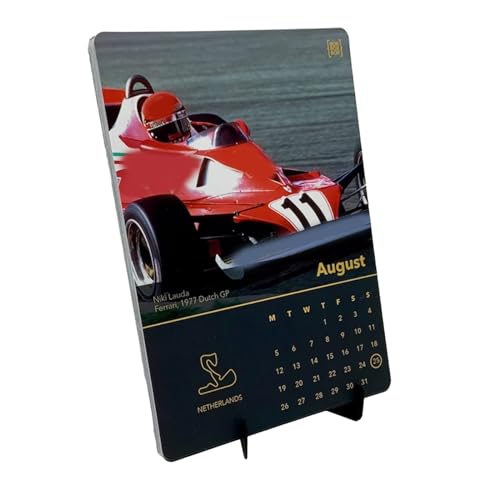 Mumuve Calendario de escritorio para coche 2024, calendario de pared mensual de 12 meses para ventilador de coche, decoración de calendario de mesa portátil con imágenes de coche de carreras