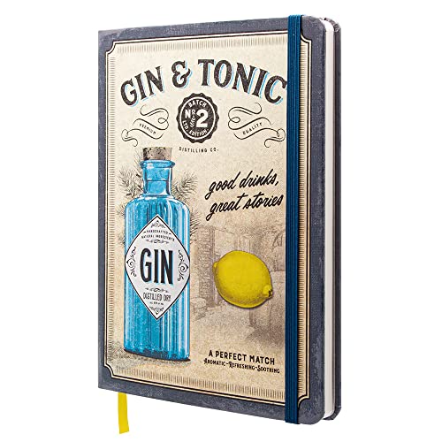 ART Nostalgic-Art Cuaderno retro punteado, Gin Tonic – Drinks & Stories – Idea de regalo para amante a cóctele, Bullet Journal dotted, Diseño vintage, A5