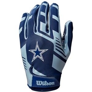 Wilson Guantes de Fútbol Americano AD NFL, Ajuste Elástico, Ajuste Seguro y Agarre Firme, Transpirable, Experimenta un Rendimiento Óptimo, Equipo: Dallas Cowboys, Color: Azul/Blanco, Talla para adulto Wilson Guantes de Fútbol Americano AD NFL, Ajuste Elástico, Ajuste Seguro y Agarre Firme, Transpirable, Experimenta un Rendimiento Óptimo, Equipo: Dallas Cowboys, Color: Azul/Blanco, Talla para adulto