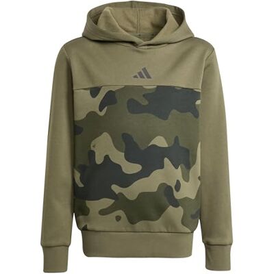 Adidas Unisex Bambini e Ragazzi Seasonal Essentials Camo Fleece Hoodie Juniors, Olive strata/Black, 9-10 Years Adidas Unisex Bambini e Ragazzi Seasonal Essentials Camo Fleece Hoodie Juniors, Olive strata/Black, 9-10 Years
