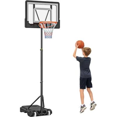 HOMCOM Canasta de Baloncesto para Exterior Ajustable 206-260 cm Negro Aro de Baloncesto, con Ruedas, Base Rellenable, para Adolescentes y Adultos HOMCOM Canasta de Baloncesto para Exterior Ajustable 206-260 cm Negro Aro de Baloncesto, con Ruedas, Base Rellenable, para Adolescentes y Adultos
