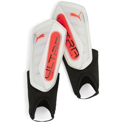 PUMA Ultra Flex Ankle, Espinilleras Unisexo, White-Glowing Red, S PUMA Ultra Flex Ankle, Espinilleras Unisexo, White-Glowing Red, S