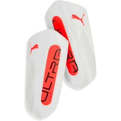 PUMA ULTRA Light Strap, Espinilleras Unisexo, White-Glowing Red, M PUMA ULTRA Light Strap, Espinilleras Unisexo, White-Glowing Red, M