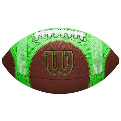 Wilson Balón de Fútbol Americano GST Speedskin Hylite, Hecho de Cuero Speedskin con Guías de Entrenamiento Verdes, Mejor Visibilidad, Color Marrón, Tamaño Pee Wee Wilson Balón de Fútbol Americano GST Speedskin Hylite, Hecho de Cuero Speedskin con Guías de Entrenamiento Verdes, Mejor Visibilidad, Color Marrón, Tamaño Pee Wee